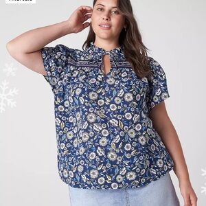 Lane Bryant Short-Sleeve Double-Tie Top in Erica Floral